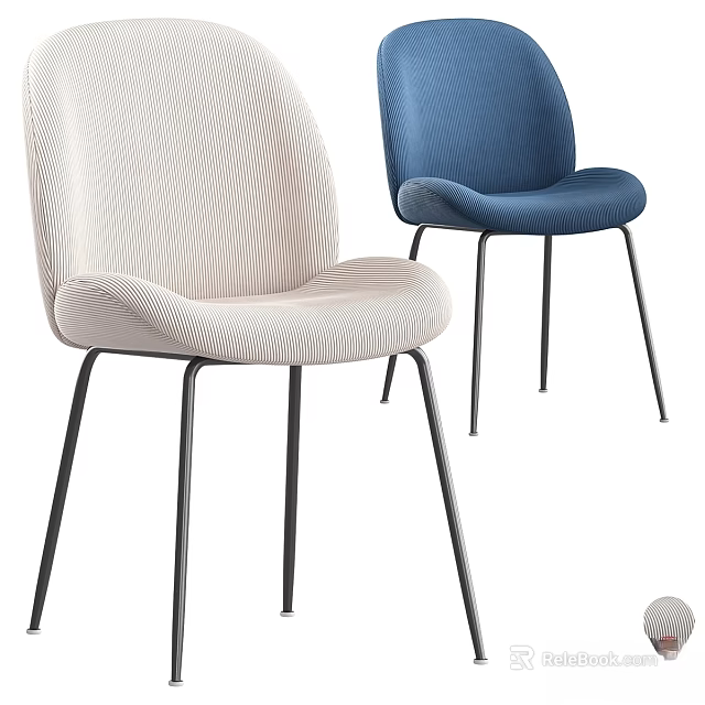 Modern Beige And Blue Textured Stools With Metal Legs For Interior Design 3d model 