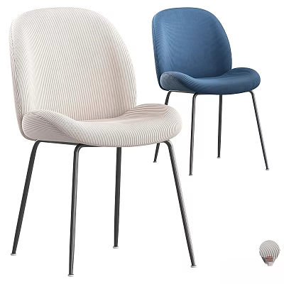 Modern Beige And Blue Textured Stools With Metal Legs For Interior Design 3d model