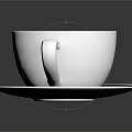 White Coffee Cup With Latte Art On Saucer Freshly Brewed Coffee Against Dark Background