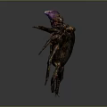 Detailed Brown Crab With Purple Claws And Legs On Dark Background