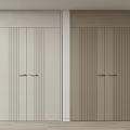 Modern Interior Double Doors With Vertical Stripe Design In Light Gray And Brown