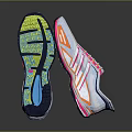 Colorful Running Sneakers Featuring White Base Pink Accents Orange Blue Patterns And Modern Design
