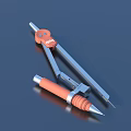 Precision Drawing Compasses and Tools Set with Metal Construction and Orange Adjusters 3d model