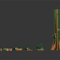 Various Plant Models with Tree Trunks Branches Green Leaves and Grass Elements