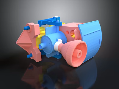 Children Playing With Colorful 3D Model Toy Featuring Blue Pink And Yellow Parts 3d model