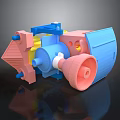 Children Playing With Colorful 3D Model Toy Featuring Blue Pink And Yellow Parts