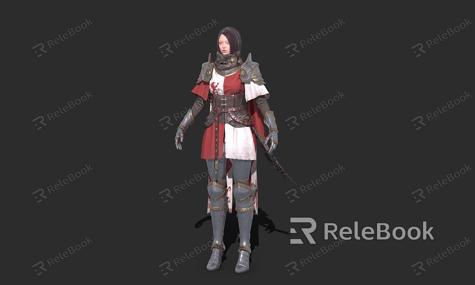 Medieval female knight lady soldier female warrior model