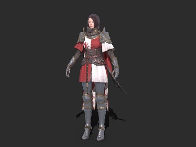 Medieval female knight lady soldier female warrior model