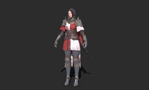 Medieval female knight lady soldier female warrior 3d model