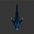Detailed Blue Streamlined Marine Animal Model With Sharp Teeth And Glossy Metallic Finish