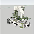 Outdoor Wedding Stage With White Drapes Purple Flowers Chandelier Grass Tables And Black Chairs