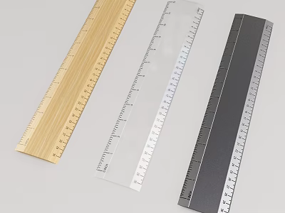 Industrial Equipment Measuring Rulers Wooden Transparent Plastic And Black With Precise Scales For Industrial Use 3d model