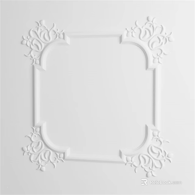 White Square Frame With Intricate Carved Ornate Patterns For Decorative Sculpture 3d model 