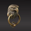 Eagle Head Design Door Handle with Brass Material and Intricate Carving 3d model