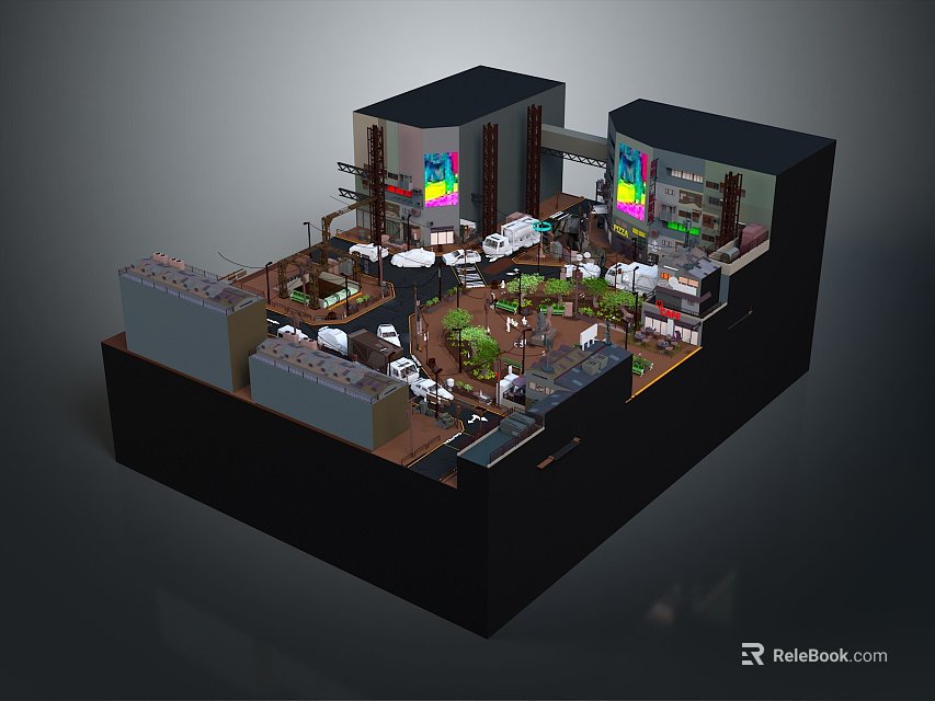 Modern Open Kitchen Interior Design Featuring Island Counter Dining Table And Green Plants 3d model 