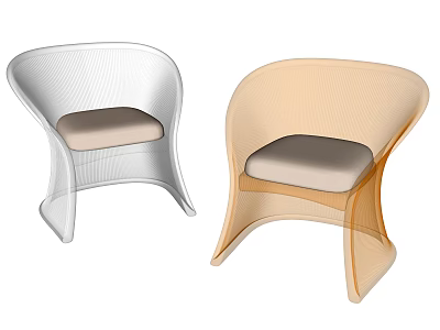 Modern Leisure Chairs With Silver And Beige Colors Sleek Lines And Padded Seats 3d model