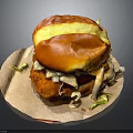 Crispy Chicken Burger with Golden Toasted Bun Fresh Lettuce Melted Cheese and Juicy Filling