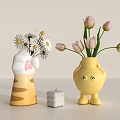 Modern cat claw cartoon vase 3d model