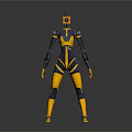 Yellow And Dark Blue Robot Character With Mechanical Design Standing Pose 3d model
