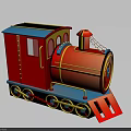 Colorful Toy Train With Red Body Blue Roof And Flat Door Design