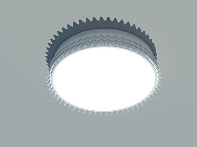 White Modern Round Ceiling Light with Serrated Edges and Wavy Trim 3d model