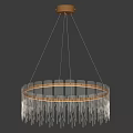Elegant Crystal Chandelier Round Design With Hanging Crystal Strands And Modern Luxury Style
