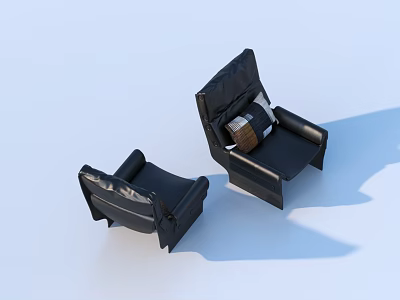 Modern Black Leather Single Armchairs With Decorative Pillow And Light Background 3d model