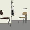 Modern Wooden Leisure Chairs With Black Metal Legs In Minimalist Room With Green Plant