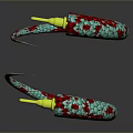 Colorful Patterned Circular Household Items With Red Green Design And Yellow Tips