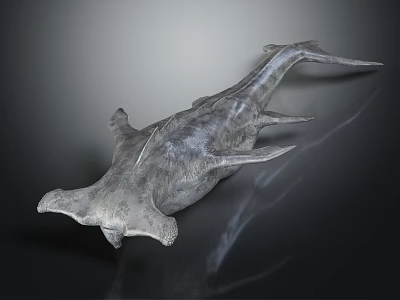 Detailed Prehistoric Marine Reptile Sculpture With Gray Textured Skin Long Tail And Broad Head 3d model