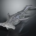 Detailed Prehistoric Marine Reptile Sculpture With Gray Textured Skin Long Tail And Broad Head