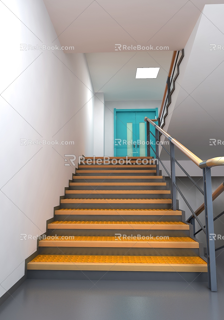 Modern hospital staircase corridor 3d model