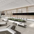 Modern Service Hall With Spacious Waiting Area And Counters 3d model