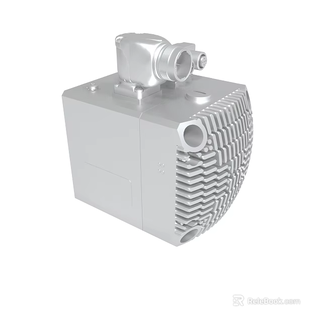 Industrial Metal Equipment With Ribbed Cooling Structure And Top Connections 3d model 