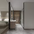 Modern Hotel Guest Room With Twin Beds Window City View And Desk Chair