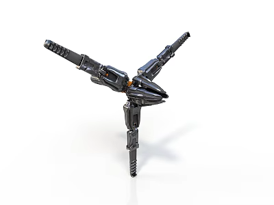 Sci Fi Mechanical Weapon With Black Metal Structure And Multi Barrel Design 3d model