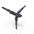 Sci Fi Mechanical Weapon With Black Metal Structure And Multi Barrel Design