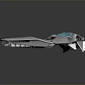 Futuristic Spaceship Concept Model With Sleek Metallic Body Aerodynamic Wings And Blue Light
