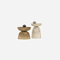 Minimalist Wooden Coffee Tables With Natural Wood Tones And Decorative Stones