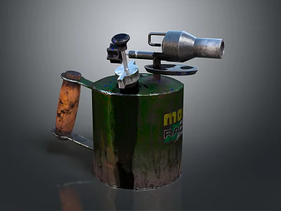Green Metal Fuel Canister With MUP FUEL Label And Nozzle Valve Handle Design 3d model