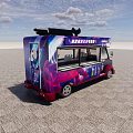 Mad Bull Food Truck With Vibrant Purple Red Design And Open Service Window