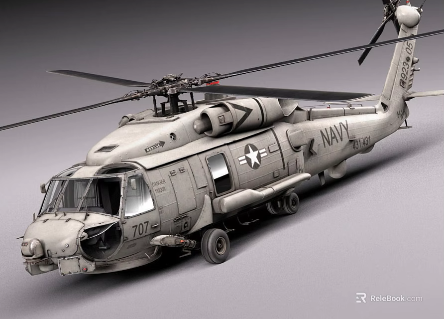 US Navy Military Helicopter Full View And Details 3d model 