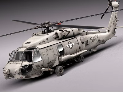 US Navy Military Helicopter Full View And Details 3d model