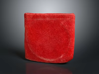 Red Velvet Upholstered Ottoman With Modern Design Soft Texture And Contemporary Style 3d model