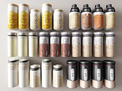 Airtight Glass Spice Jars for Modern Kitchen Storage of Various Spices 3d model