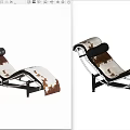 Modern Lounge Chair With White And Brown Cowhide And Black Metal Frame