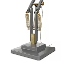 Modern Adjustable Arm Table Lamp With Gray Shade And Brass Accents 3d model