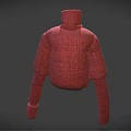 Red Plaid Puffer Jacket With High Neck And Dark Patch Pockets In Stylish Winter Design