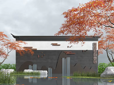 New Chinese style landscape wall 3d model New Chinese style landscape wall 3d model