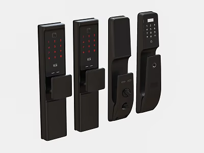 Modern Black Smart Door Handles With Keypad And Secure Lock Design 3d model